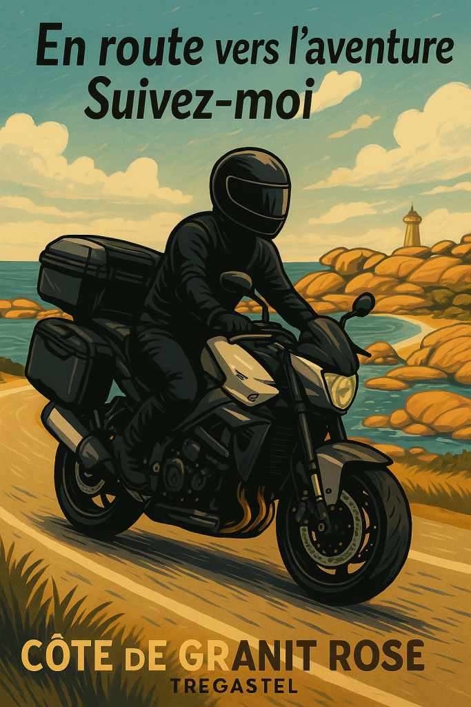 Motard en Suzuki B-King sur la route de la Côte de Granit Rose à Trégastel – Road Trip à venir The Mad Rider’s